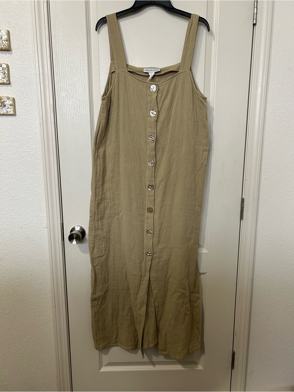 Maurie + Eve Olive-Taupe Button-Front Dress